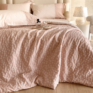 Pink Flowers Patchwork Cotton Embroidery Princess Bedding